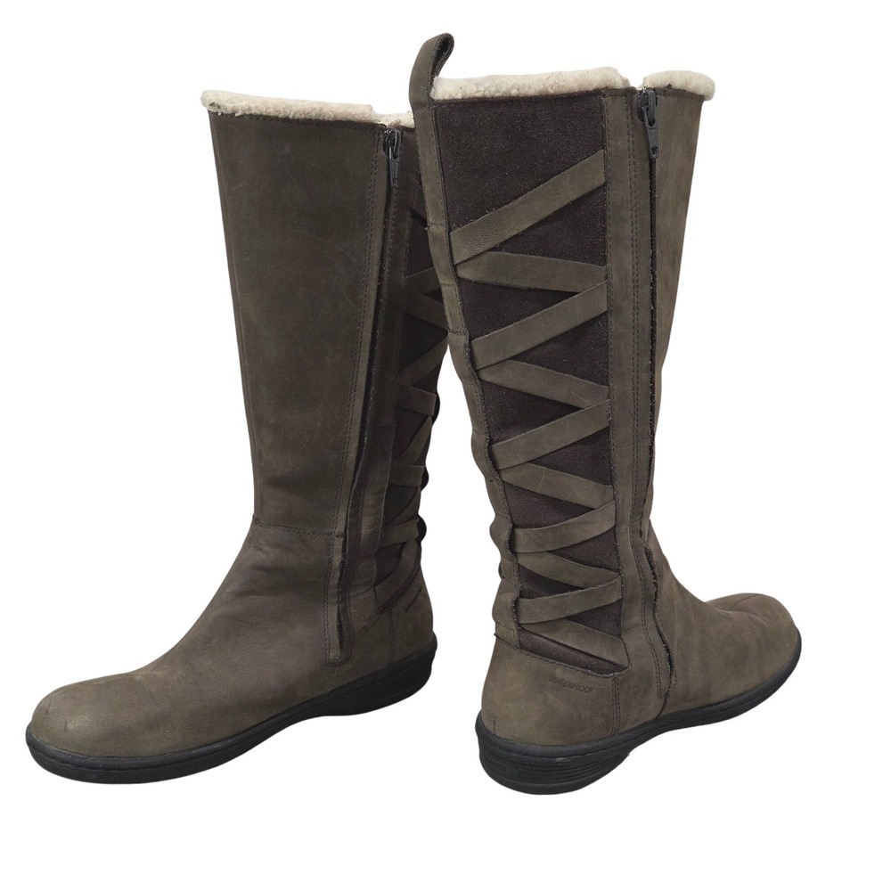 Teva Figueroa Womens Olive Green Waterproof Suede Leather Tall Winter Boots 8